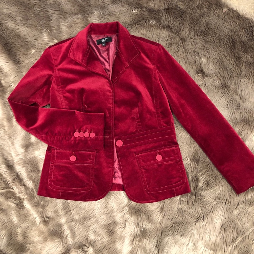 Talbots Velvet Blazer/Size 6P/Red